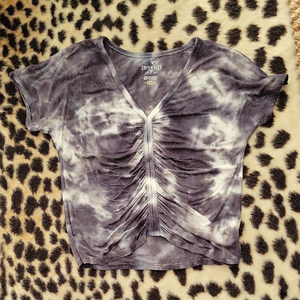 American Eagle Soft & Sexy Tie-Dye Ruched Front Top | Size Small